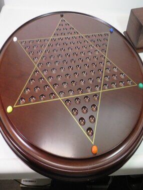 Bombay Co. Chinese Checker Wood Game Board 19" wide over 5lbs Mahogany finish